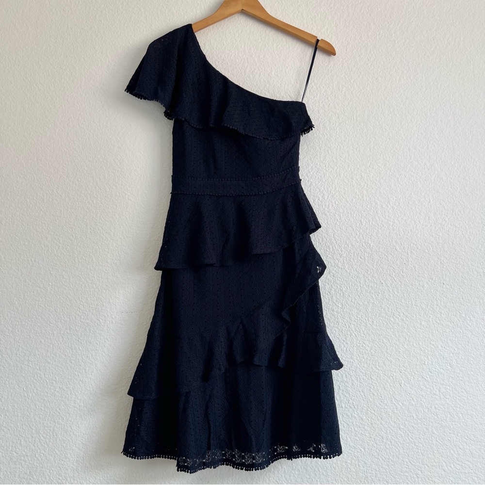 Adelyn Rae Navy Blue One-Shoulder Dress